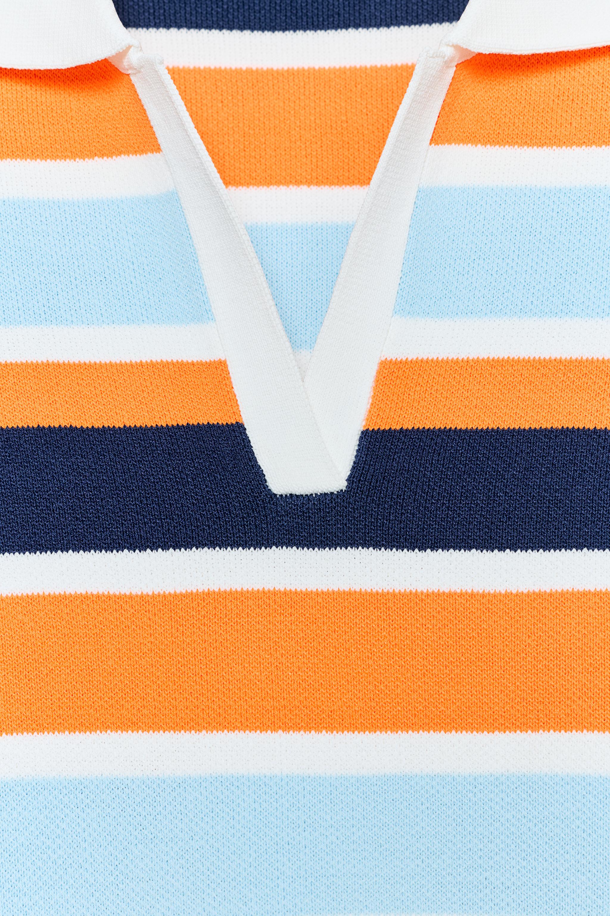 STRIPED KNIT POLO DRESS